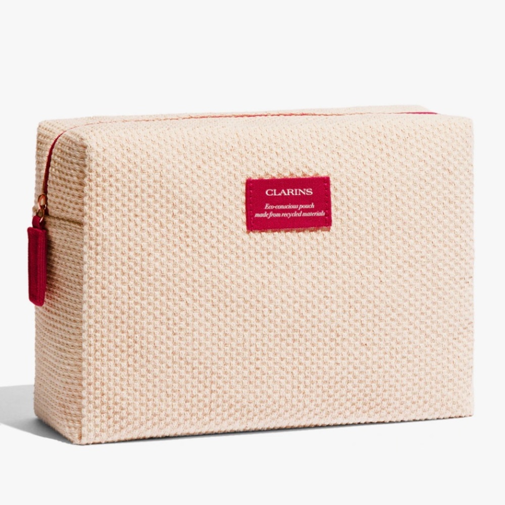 Bundle of 2 Clarins Eco-Conscious Pouch Toiletry Bag Makeup Bag Travel Bag Cream